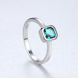 Emerald CZ Stacking Ring Wholesale 925 Sterling Silver Square Cubic Zircon Jewelry