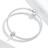925 Sterling Silver Round Charm with Silicone Beads Fit DIY Charm Precious Jewelry For Women