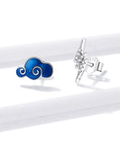925 Sterling Silver Exquisite Clouds and Lightning Stud Earrings Precious Jewelry For Women
