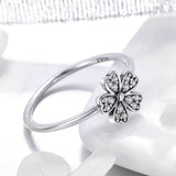 Fashion Elegant Authentic 925 Sterling Silver Dazzling Flower Ring Engagement And Wedding Jewelry