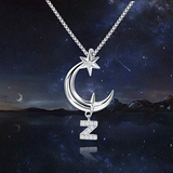 925 Sterling Silver Cubic Zirconia Star crescent Moon Necklace for Women or Girls