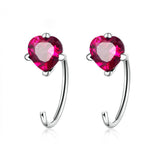 Heartbeat Shape Pink Red CZ Stud Earrings