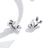 925 Sterling Silver Cute Rabbit Charm For DIY Charm Precious Jewelry For Women