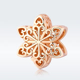 S925 Sterling Silver Rose Gold Plated Snowflake Charms