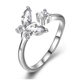 Butterfly Opening Adjustable Ring Rhodium Plating Jewelry Ring