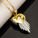 925 Sterling silver gold color love heart wing chain pendant&necklace diy craft fashion jewelry making for lover gift