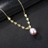 star necklace freshwater pearl Pentagram pendant fashion sterling silver necklace
