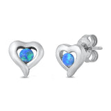 S925 Sterling Silver Opal  Heart Stud Earrings