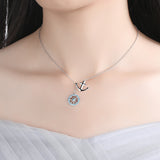 S925 Sterling Silver Nautical Anchor Zircon Pendant Necklace
