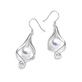 Wire Weave Ball Pearl Drop Stud Earrings for Women Minimalist Style