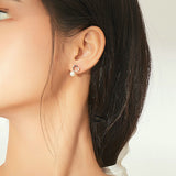925 Sterling Silver Shell Pearl Heart Stud Earring for Women Minimalist Simple Design Fashion Jewelry Bijoux