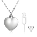 Memorial Ashes Urn Heart Necklace Three-dimensional Silver Necklace