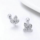 Fashion 925 Sterling Silver Tree of Life Dazzling CZ Tree Leaves Stud Earrings For Women Sterling Silver Jewelry