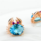 Crab Blue Zircon Earrings Animal Design Sterling Silver Earrings
