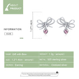 925 Sterling Silver Exquisite Bowknot Shining Zircorn Stud Earrings Fashion Jewelry For Gift