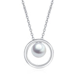 Geometric Pearl Jewelry Round Circle Rhodium Playing Necklace Wholesale