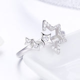 S925 sterling silver star's waiting ring White Gold Plated cubic zirconia ring