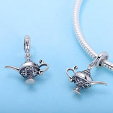 S925 sterling silver Oxidized zirconia Aladdin lamp Dangles Charms