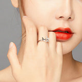 925 Sterling Silver Flying Butterflies Open Adjustable Finger Rings for Girlfriend Fashion Jewelry