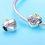S925 Sterling Silver Zirconia Gold Plated Sweetheart Princess Charms