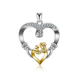 S925 Sterling Silver Cladda Heart-shaped Hand Love Gold Plated Zircon Necklace Pendant  for Mother's Day Gift
