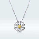 S925 sterling silver daisy pendant necklace color separation plating necklace