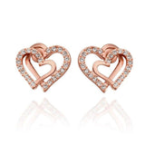 S925 Sterling Silver Korean Version Of The Simple Personality Double Love Earrings Jewelry Cross-Border Exclusive