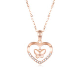 18K Gold Fashion Korean Version Of The Clavicle Personality Heart Shaped Butterfly Necklace