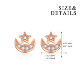 Star&Moon Stud Earring Rose Gold Plating Zirconia Lovely Earrings