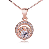Double-Circle Hollow Zircon Necklace Elegant Lady Necklace Rose Gold Plated Necklace