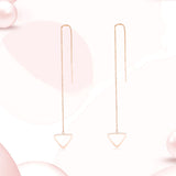 18K Gold Korean Version Of The Personality Creative Triangle Dangle Drop Ear Line Female Earring