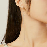 Long Tassel Drop Earrings for Women 925 Sterling Silver Shining Starry Earrings Wedding Engagement Jewelry