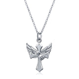 Cross Angel Wings S925 Sterling Silver Letter Pendant Necklace Jewelry  for Mother's Day Gift
