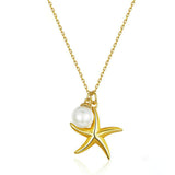 Summer Holiday Starfish with Pearl Pendant Necklace
