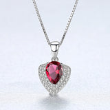 Fashion Drop Birthstone Heart Shaped Zircon Pendant Atmosphere Sterling silver Necklace  for women