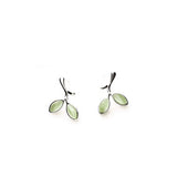Small Fresh Green Leaves Earrings Femininity Leaves 925 Sterling Silver Earrings