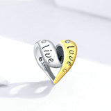 925 Sterling Silver Double Color Cross Heart Love  Charm Precious Jewelry For Women