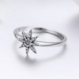 S925 Sterling Silver Bright Star Ring Oxidized Zircon Ring