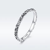 S925 sterling silver vintage pattern ring oxidized ring
