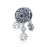  silver Oxidized zirconia snowflake charms