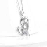 Good Luck Necklace Heart Shape Beautiful Crystal Silver Necklace Jewelry