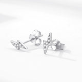 Wholesale Small Order Latest Designs Classic Lightning Stud Earrings Rhodium Plating