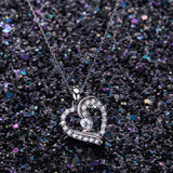 925 Sterling Silver heart necklace “You Are the Only One” Love Platinum Plated CZ Diamond pendant 18