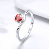 S925 sterling silver ring heart shape White Gold Plated cubic zirconia ring