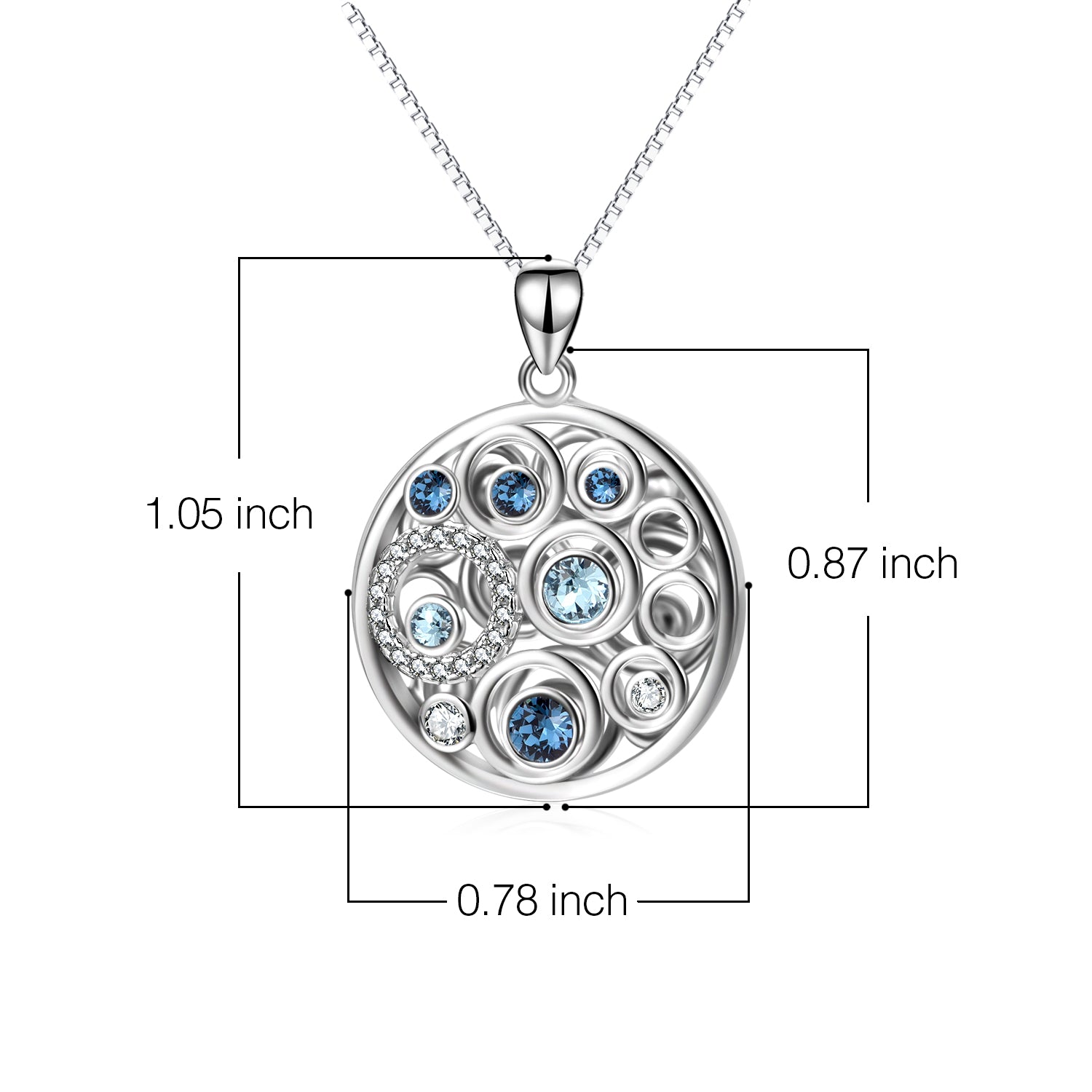 Necklace Fashion Accessories Small Round Gemstone Pendant Necklace Rhodium Plating