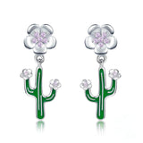 Green & Red Enamel cactus Stud earrings