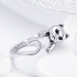 925 Sterling Silver Long Tail lovely Cat Finger Rings for Women Fashion Sterling Silver Jewelry