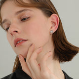 Geometric Earrings Round Circle Small Cubic Zirconia Silver Women Earrings