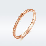 S925 Sterling Silver Vintage Pattern Ring Rose Gold Plated Cubic Zirconia Ring