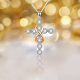 S925 Sterling Silver Personality Micro-Encrusted Diamond Cross Pendant Necklace Female Jewelry Cross-Border Exclusive